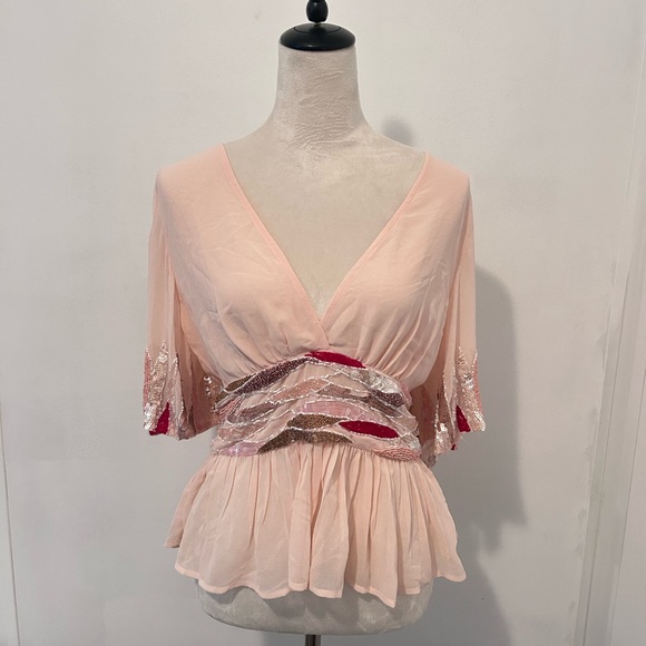 VENUS Tops - Venus Pink Beaded Blouse